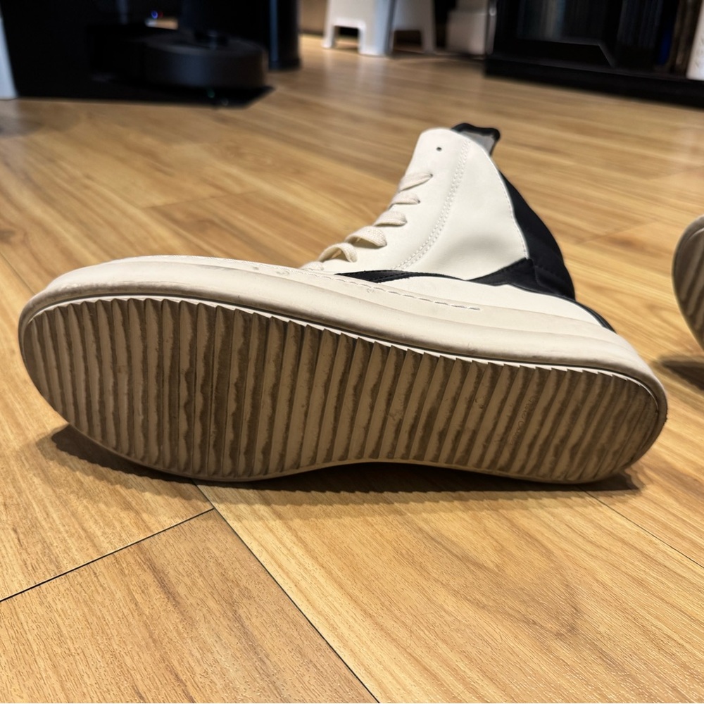 Rick Owens Black and White High-Top Sneakers - Picture 9 of 11